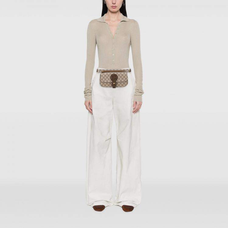 Pre Owned Gucci Beige Brown GG Supreme Blondie Belt Bag