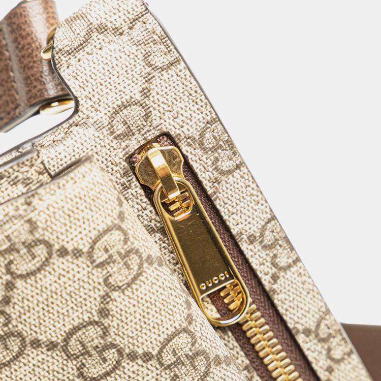 Pre Owned Gucci Beige Brown GG Supreme Blondie Belt Bag