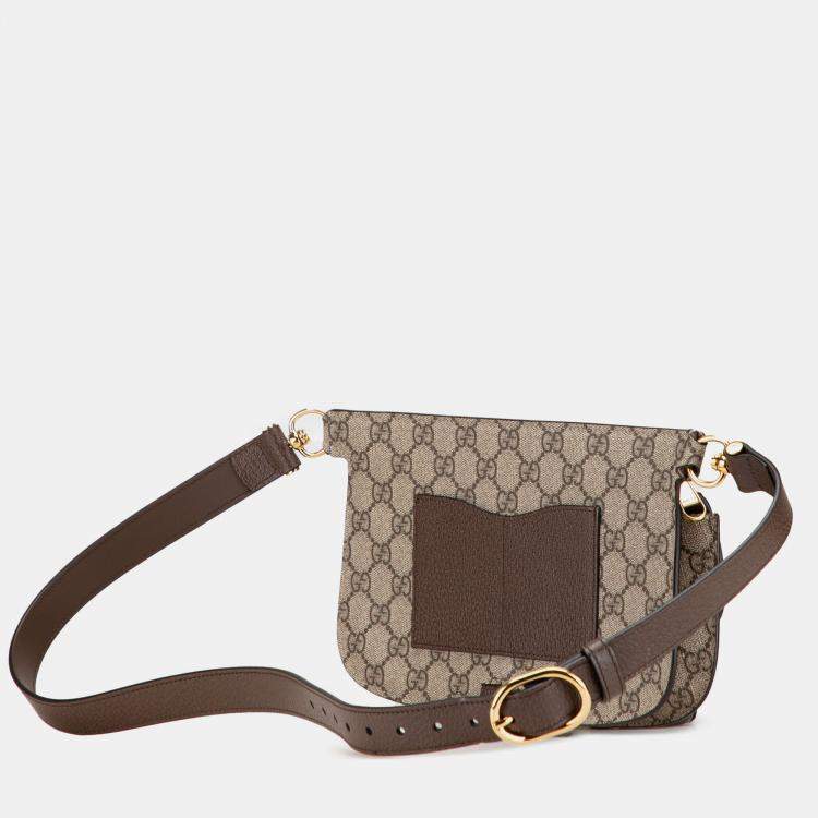 Pre Owned Gucci Beige Brown GG Supreme Blondie Belt Bag