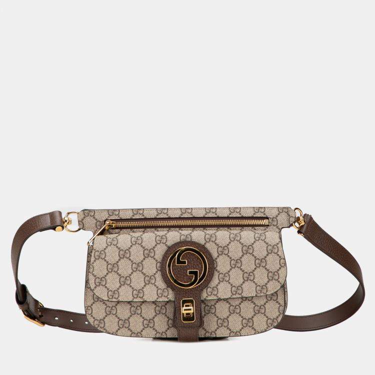 Pre Owned Gucci Beige Brown GG Supreme Blondie Belt Bag