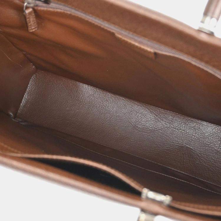 Pre Owned Gucci Brown Pigskin Bamboo Tote Bag
