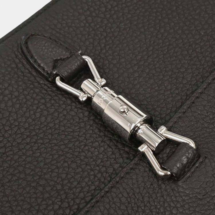 Pre Owned Gucci Black Leather Jackie Flap Shoulder Bag