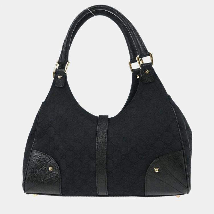 Pre Owned Gucci Black GG Jackie Hobo Handbag