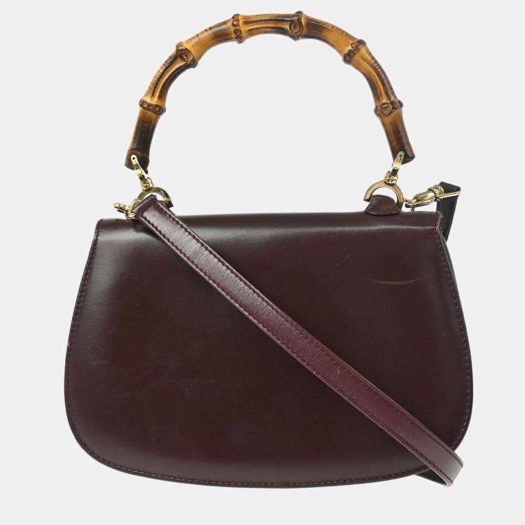 Pre Owned Gucci Brown Bamboo 2way Handbag