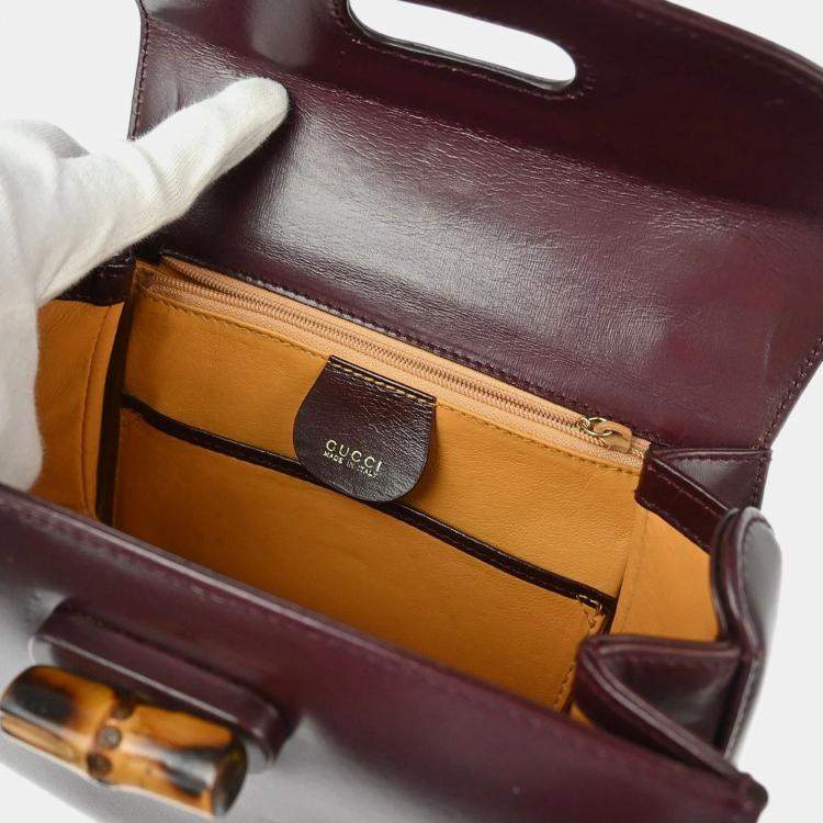 Pre Owned Gucci Brown Bamboo 2way Handbag
