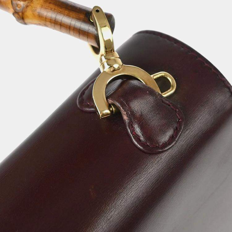 Pre Owned Gucci Brown Bamboo 2way Handbag