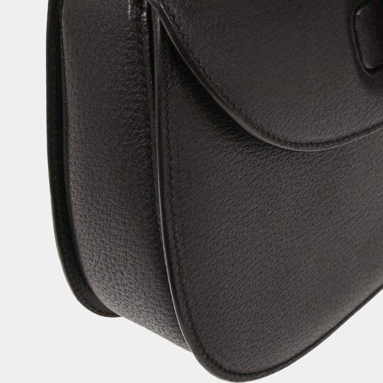 Pre Owned Gucci Black Pigskin Bamboo 2way Handbag