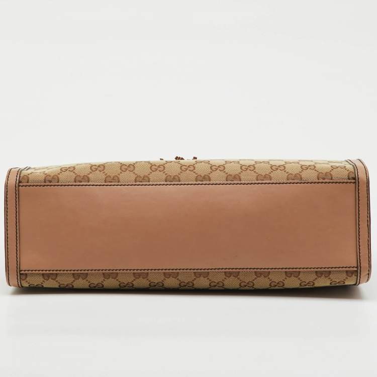 مملوكة مسبقًا Gucci Beige/Pink GG Canvas and Leather Large Emily Chain Shoulder Bag