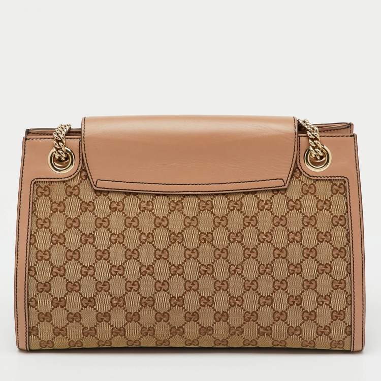 مملوكة مسبقًا Gucci Beige/Pink GG Canvas and Leather Large Emily Chain Shoulder Bag