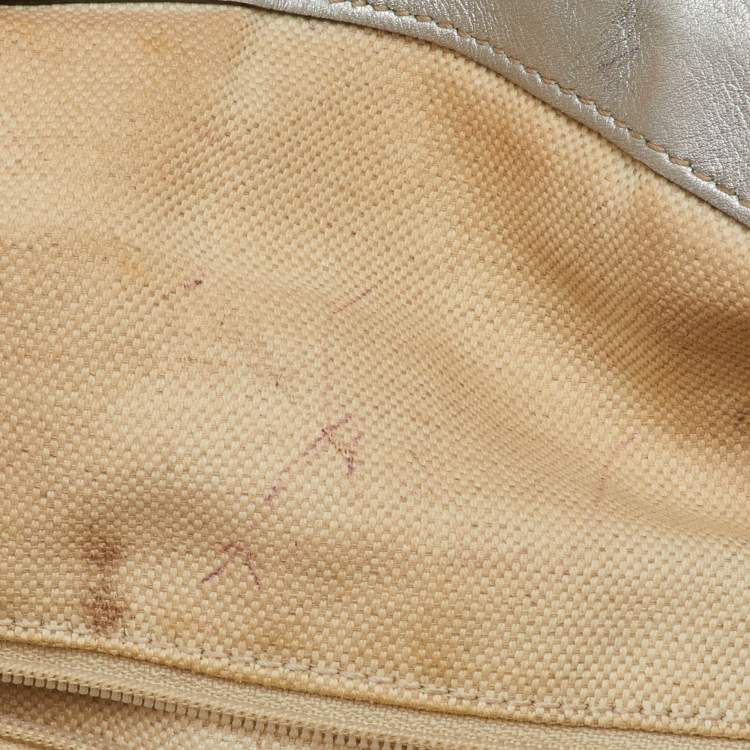 Pre Owned Gucci Metallic Grey Guccissima Leather Medium Sukey Boston Bag