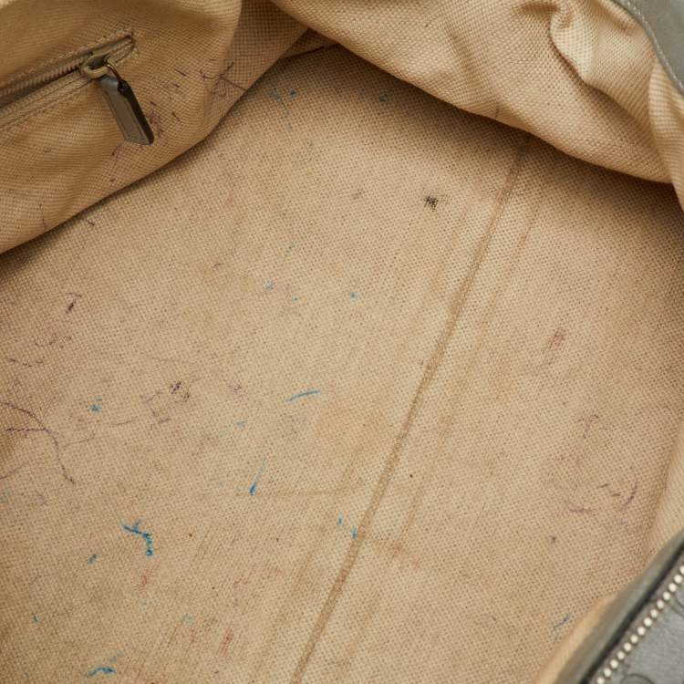 Pre Owned Gucci Metallic Grey Guccissima Leather Medium Sukey Boston Bag