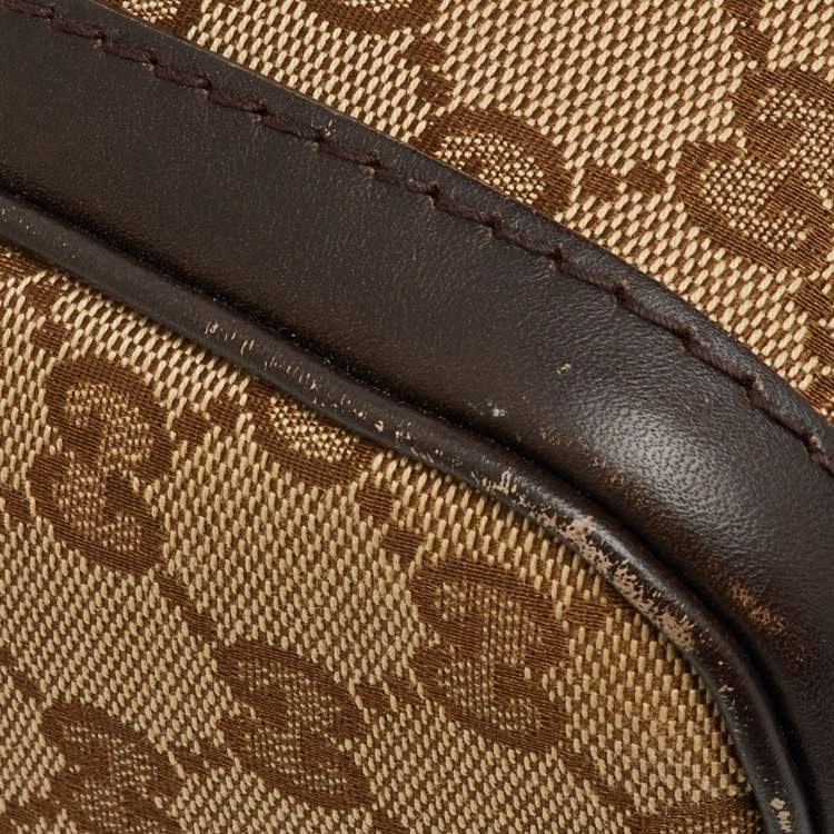Pre Owned Gucci Beige/Brown GG Canvas and Leather Vintage Web Medium Joy Boston Bag