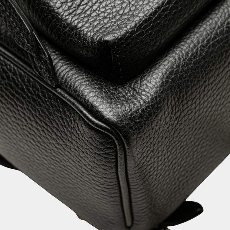 Pre Owned Gucci Black Pebbled Calfskin Soho Chain Backpack