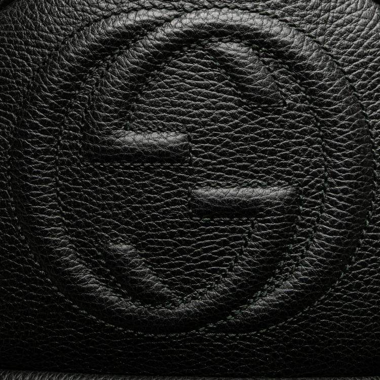 Pre Owned Gucci Black Pebbled Calfskin Soho Chain Backpack