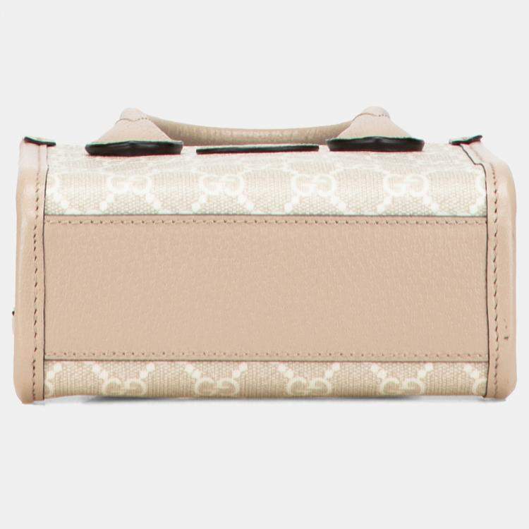Pre Owned Gucci Beige Brown Mini GG Supreme Interlocking G Satchel