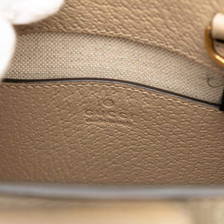 Pre Owned Gucci Beige Brown Mini GG Supreme Interlocking G Satchel