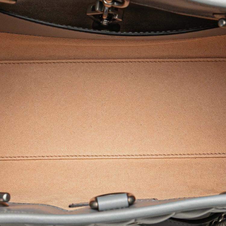 Pre Owned Gucci Grey Small GG Marmont Matelasse Leather Aria Chain Tote