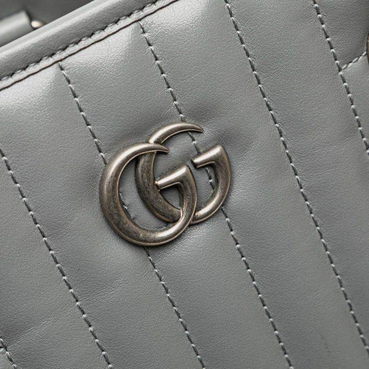 Pre Owned Gucci Grey Small GG Marmont Matelasse Leather Aria Chain Tote