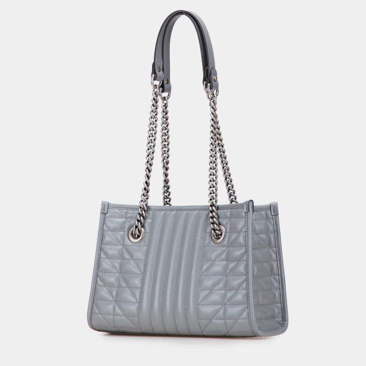 Pre Owned Gucci Grey Small GG Marmont Matelasse Leather Aria Chain Tote