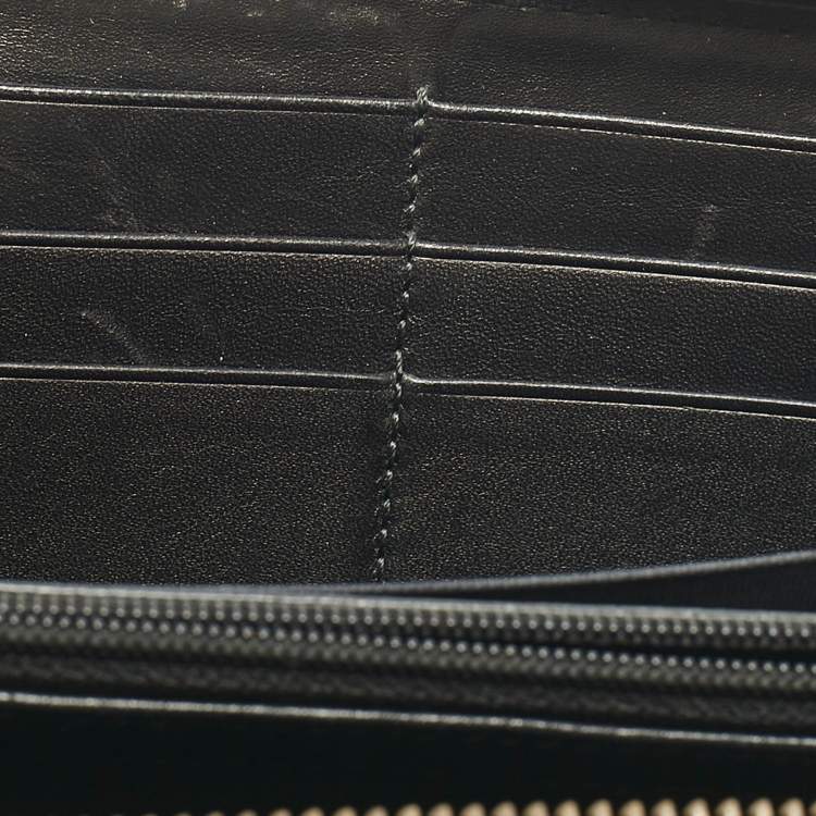 Pre Owned Gucci Black Matelassé Leather GG Marmont Continental Wallet