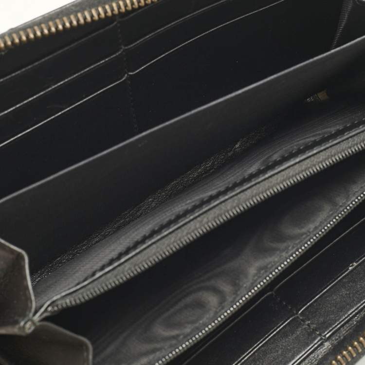 Pre Owned Gucci Black Matelassé Leather GG Marmont Continental Wallet