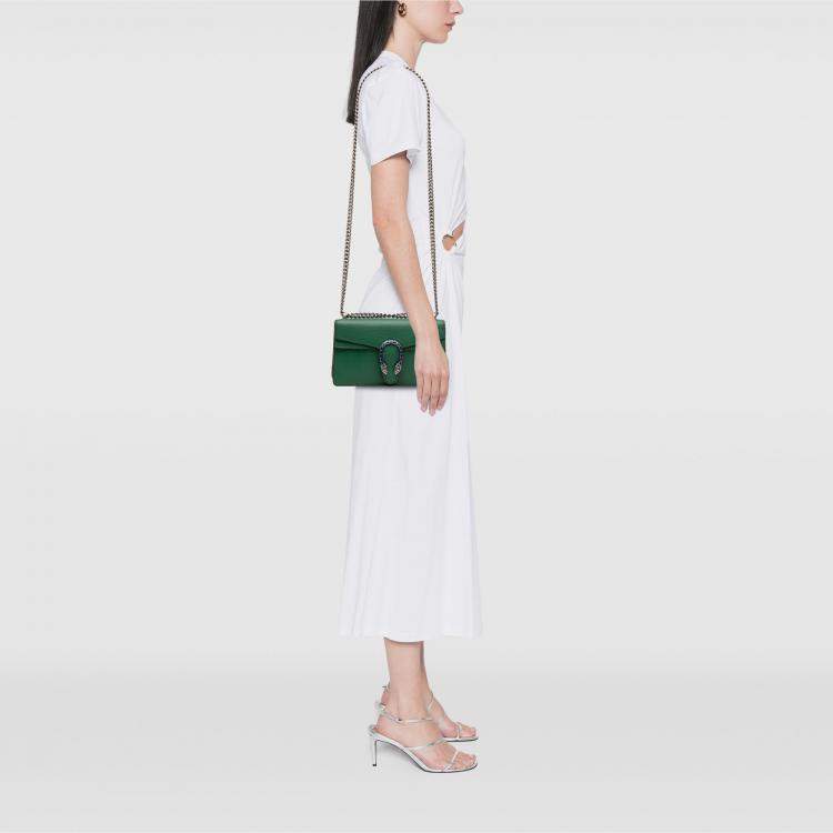 Pre Owned Gucci Green Medium Leather Dionysus Crossbody