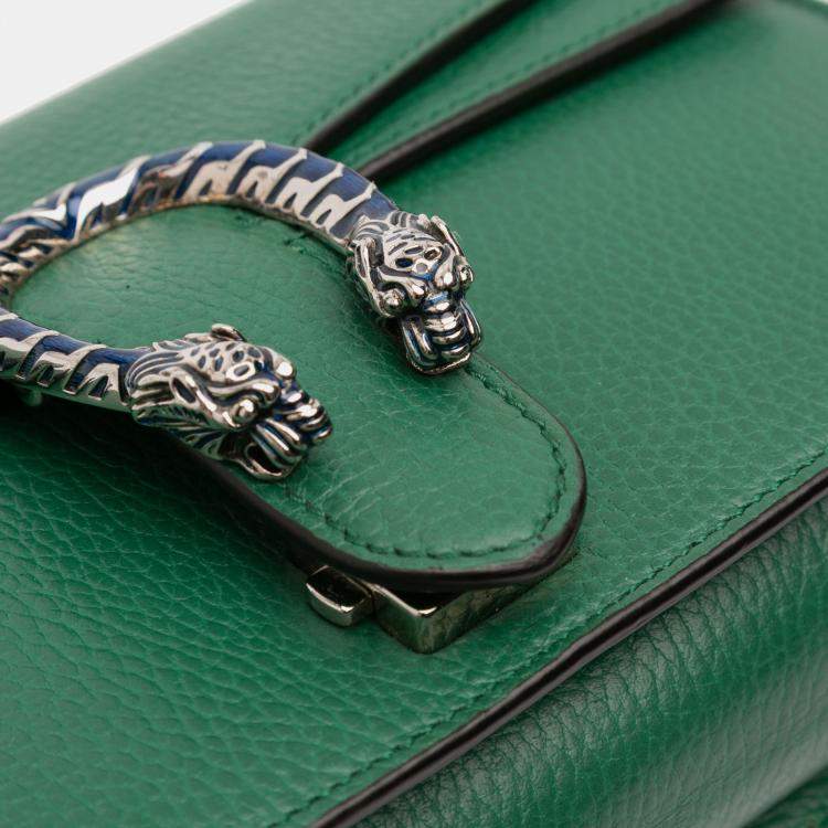 Pre Owned Gucci Green Medium Leather Dionysus Crossbody