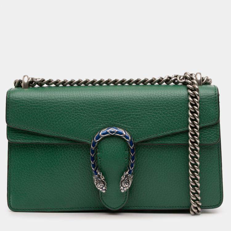 Pre Owned Gucci Green Medium Leather Dionysus Crossbody