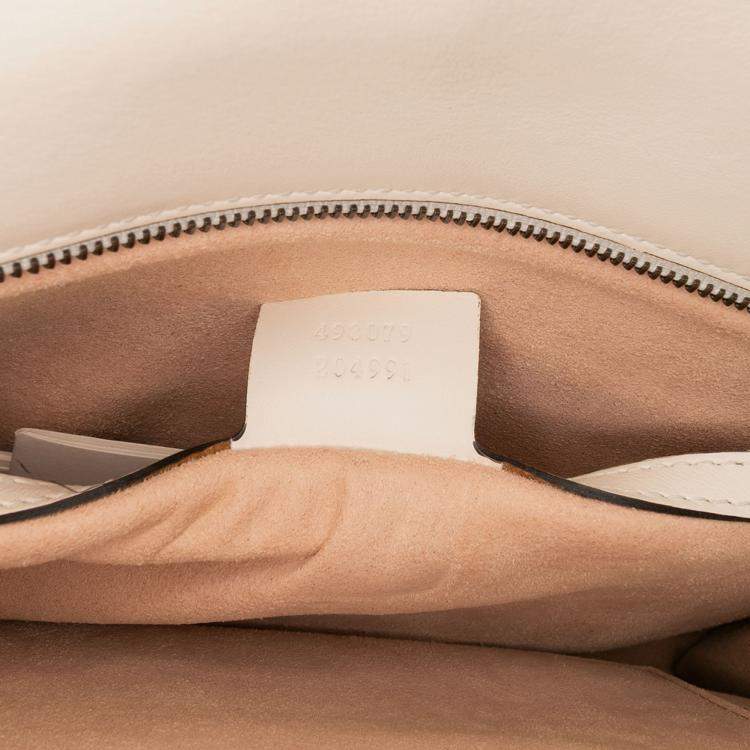 Pre Owned Gucci White GG Marmont Matelasse Leather Flap Clutch