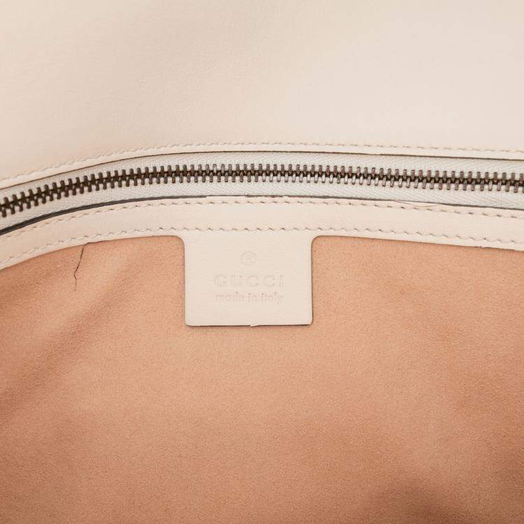 Pre Owned Gucci White GG Marmont Matelasse Leather Flap Clutch