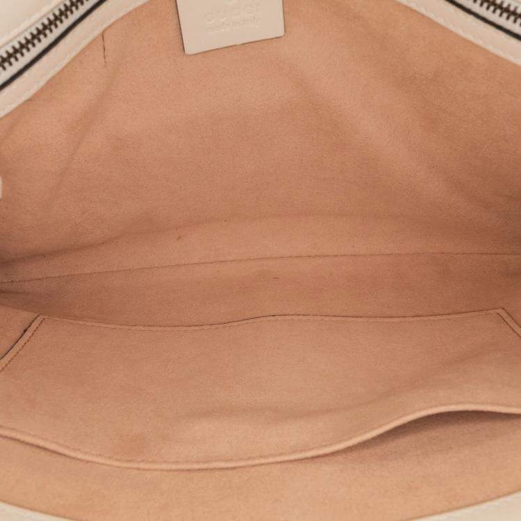 Pre Owned Gucci White GG Marmont Matelasse Leather Flap Clutch