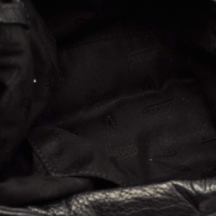 Pre Owned Gucci Black Leather Large Wave Hobo