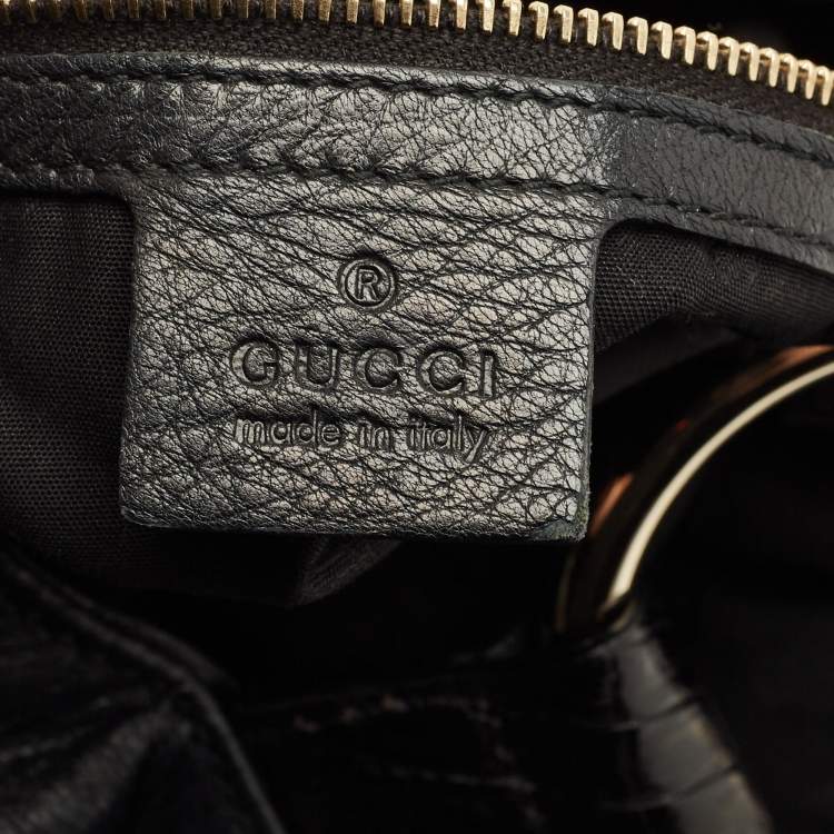 Pre Owned Gucci Black Leather Large Wave Hobo