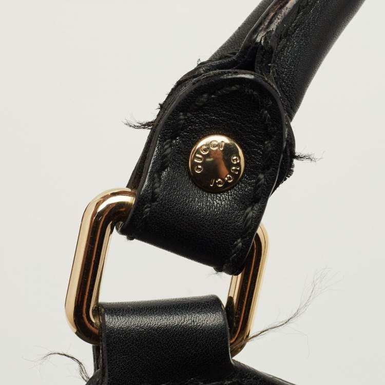 Pre Owned Gucci Black Guccissima Leather Large Sukey Tote