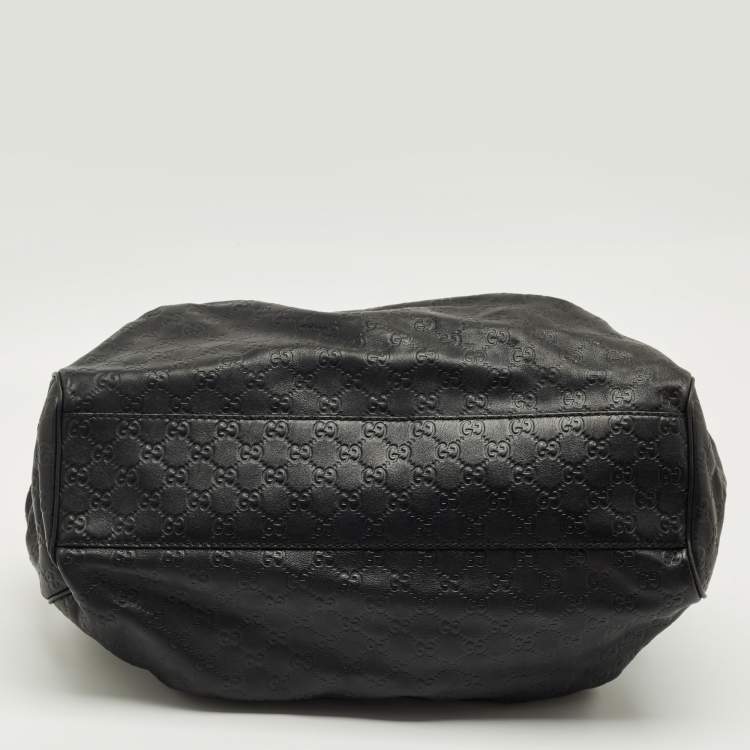 Pre Owned Gucci Black Guccissima Leather Large Sukey Tote