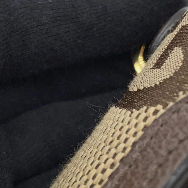 Pre Owned Gucci Bamboo 1947 Jumbo Gg Top Handle Bag Beige/Brown Canvas Leather Size Mini