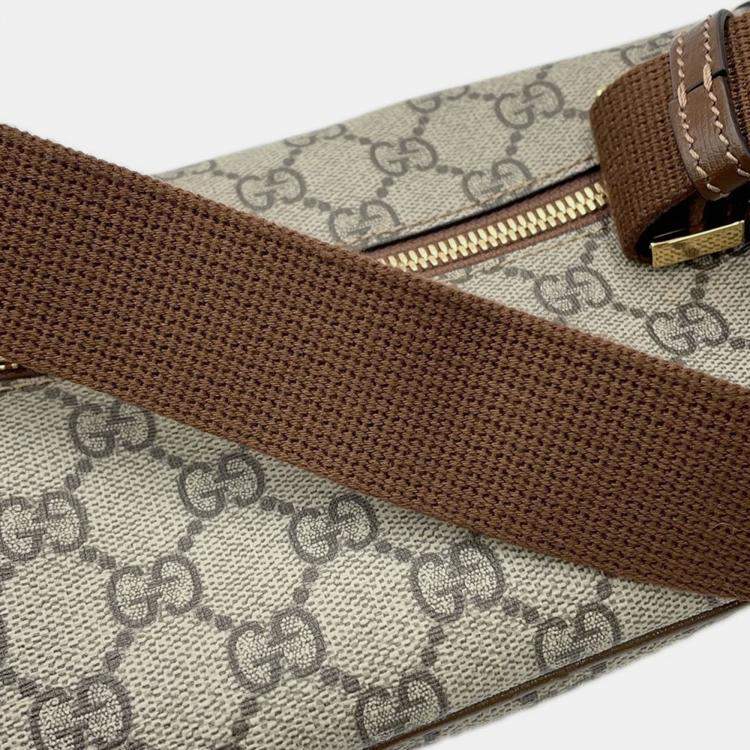 Pre Owned Gucci Interlocking G Belt Bag Beige/Brown Gg Supreme Leather