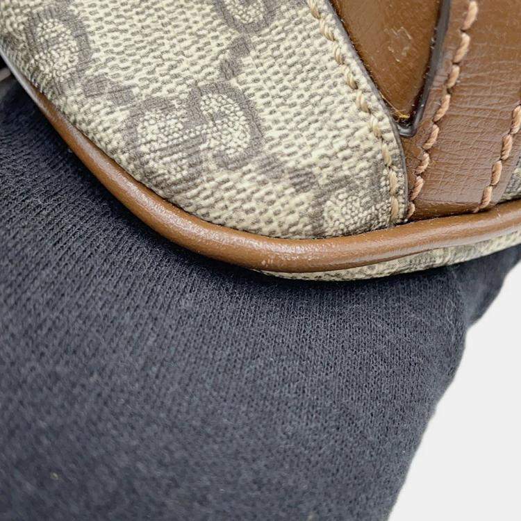 Pre Owned Gucci Interlocking G Belt Bag Beige/Brown Gg Supreme Leather