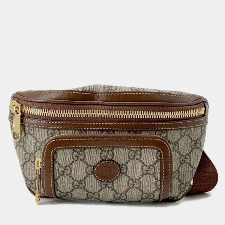 Pre Owned Gucci Interlocking G Belt Bag Beige/Brown Gg Supreme Leather