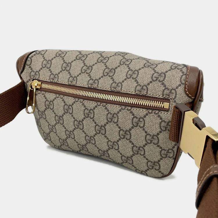 Pre Owned Gucci Interlocking G Belt Bag Beige/Brown Gg Supreme Leather