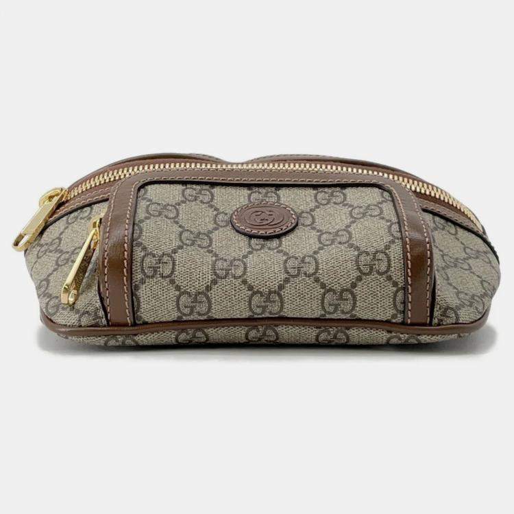 Pre Owned Gucci Interlocking G Belt Bag Beige/Brown Gg Supreme Leather