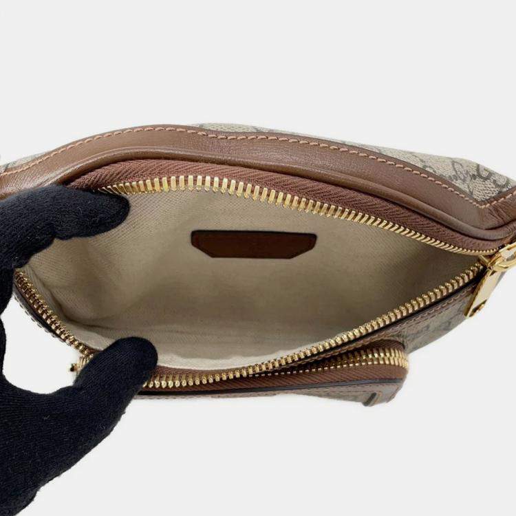 Pre Owned Gucci Interlocking G Belt Bag Beige/Brown Gg Supreme Leather