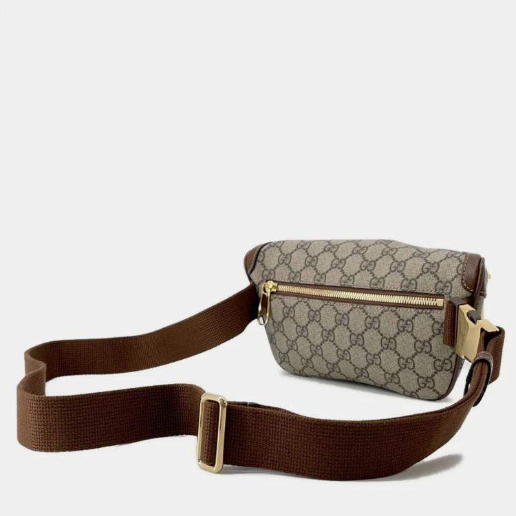 Pre Owned Gucci Interlocking G Belt Bag Beige/Brown Gg Supreme Leather