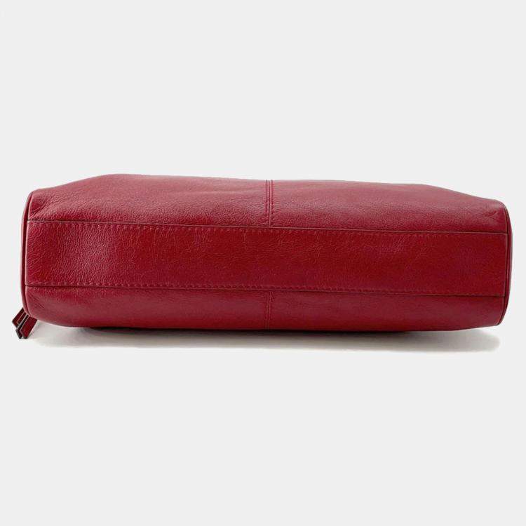 Pre Owned Gucci Liber Top Handle Bag Red Leather Size Medium