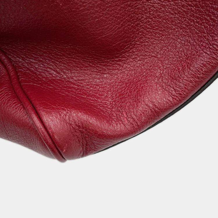 Pre Owned Gucci Liber Top Handle Bag Red Leather Size Medium