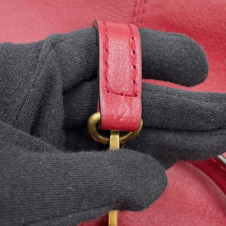 Pre Owned Gucci Liber Top Handle Bag Red Leather Size Medium