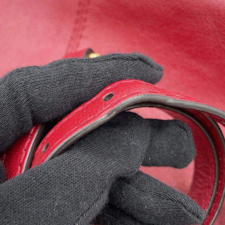 Pre Owned Gucci Liber Top Handle Bag Red Leather Size Medium