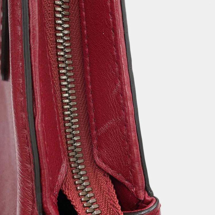 Pre Owned Gucci Liber Top Handle Bag Red Leather Size Medium