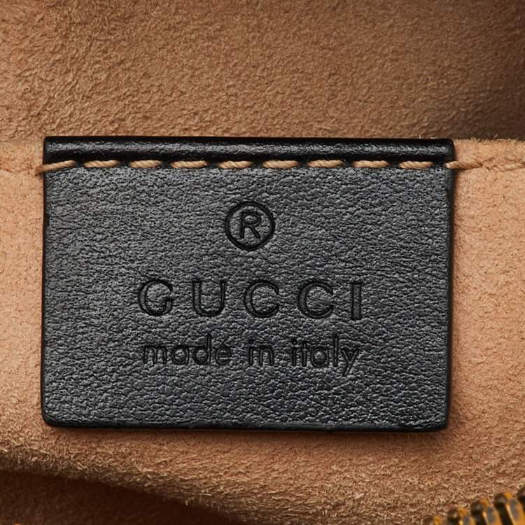 Pre Owned Gucci Black Matelassé Leather Small GG Marmont Camera Bag