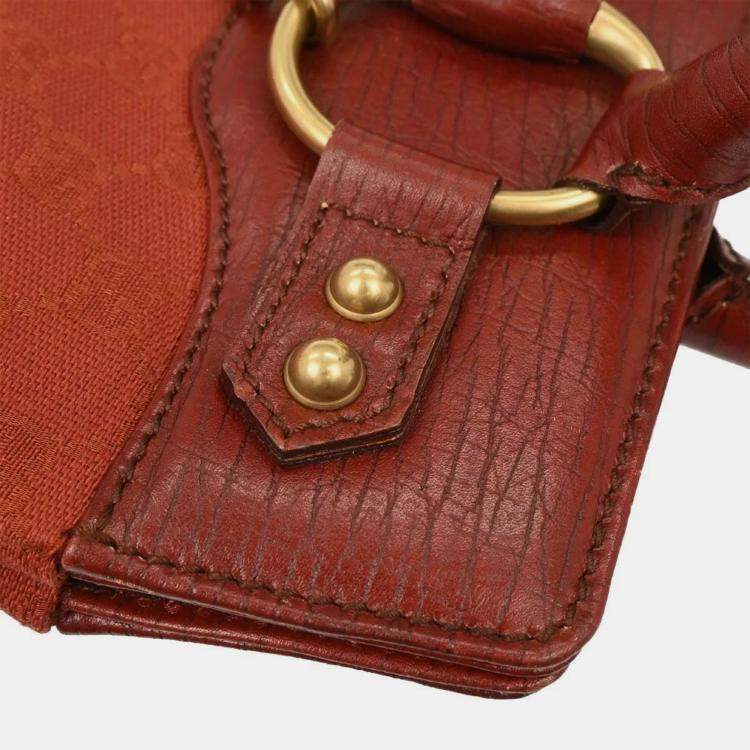Pre Owned Gucci Red Canvas GG Horsebit Handbag 114013 002058